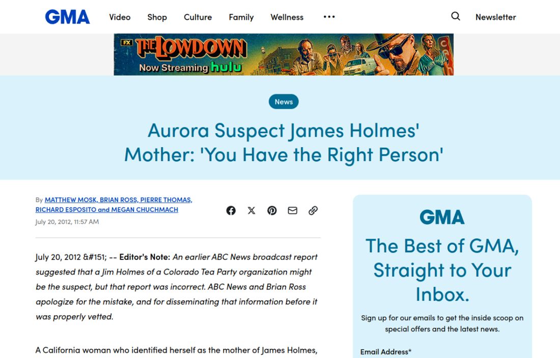 Screenshot of the page as published at goodmorningamerica.com