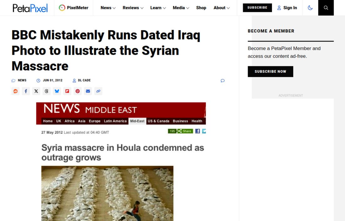 Screenshot of the page as published at petapixel.com