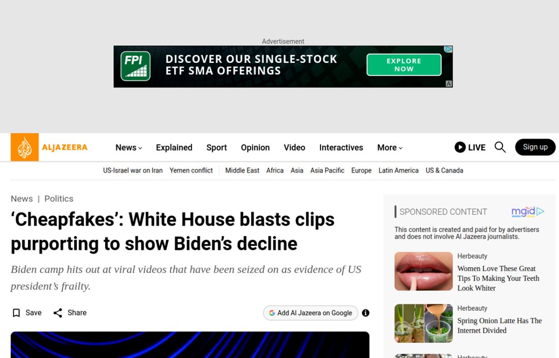 Screenshot of the page as published at aljazeera.com