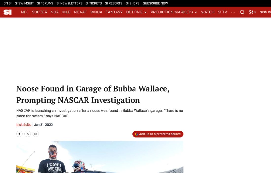 Screenshot of the page as published at si.com