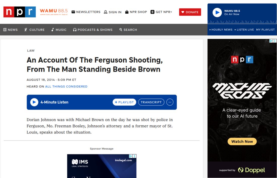 Screenshot of the page as published at npr.org