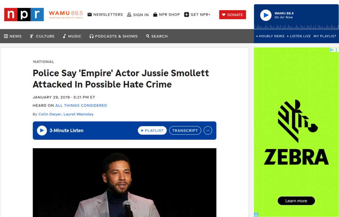 Screenshot of the page as published at npr.org