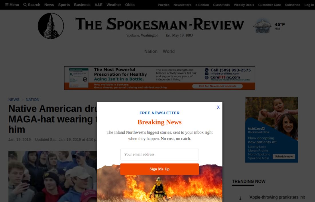 Screenshot of the page as published at spokesman.com
